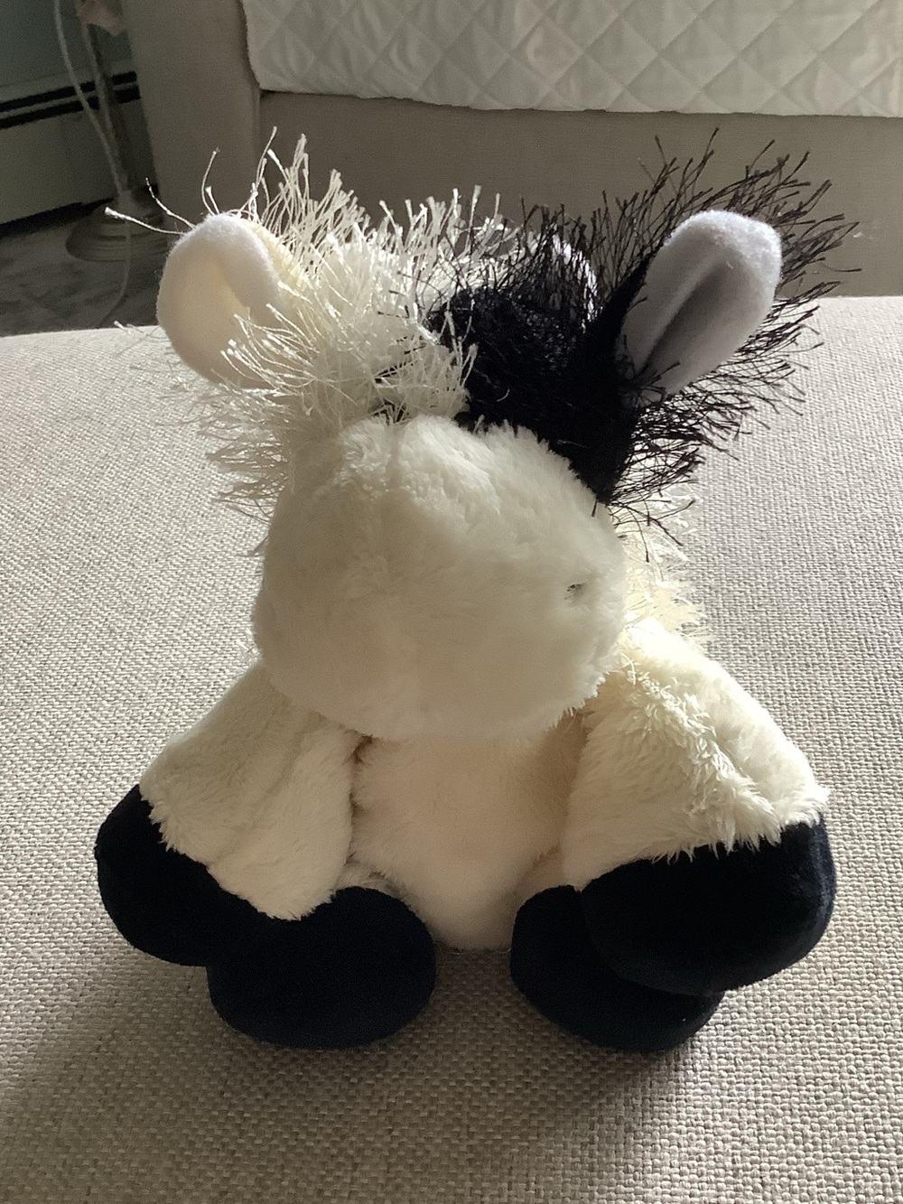 GANZ Black and Cream Fuzzy Cow Plush